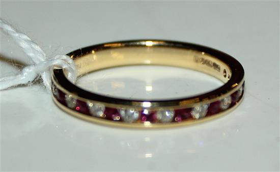 18ct gold, diamond and ruby half-eternity ring